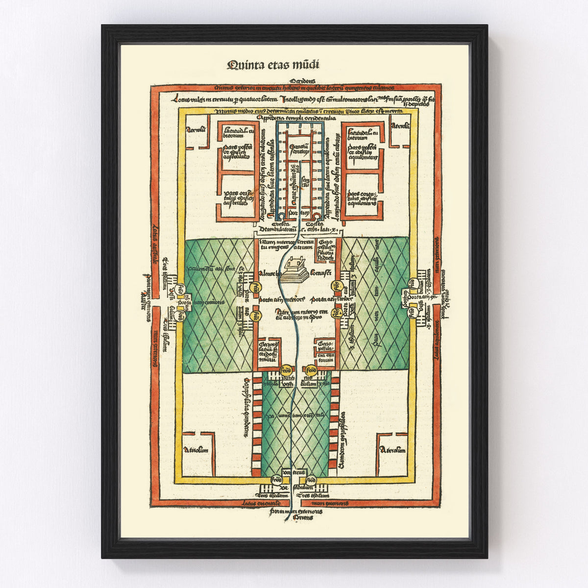 Ezekiel's Temple Vintage Map 1493