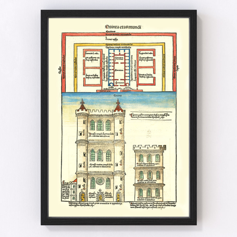 Temple Ezekiel Vintage Map 1493