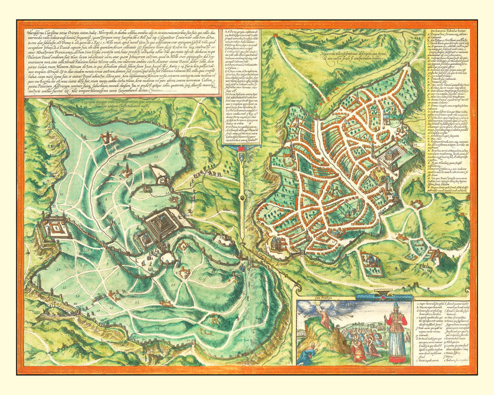 Vintage Map of Jerusalem, Israel 1572 print style example