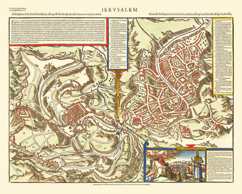 Size comparison using Vintage Map of Jerusalem, Israel 1575