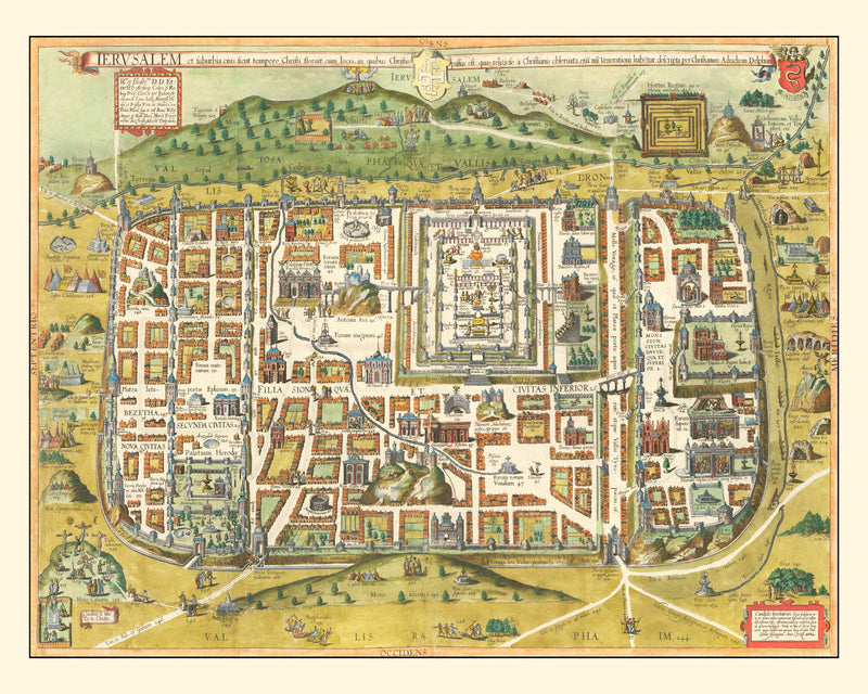 Size comparison using Vintage Map of Jerusalem, Israel 1584
