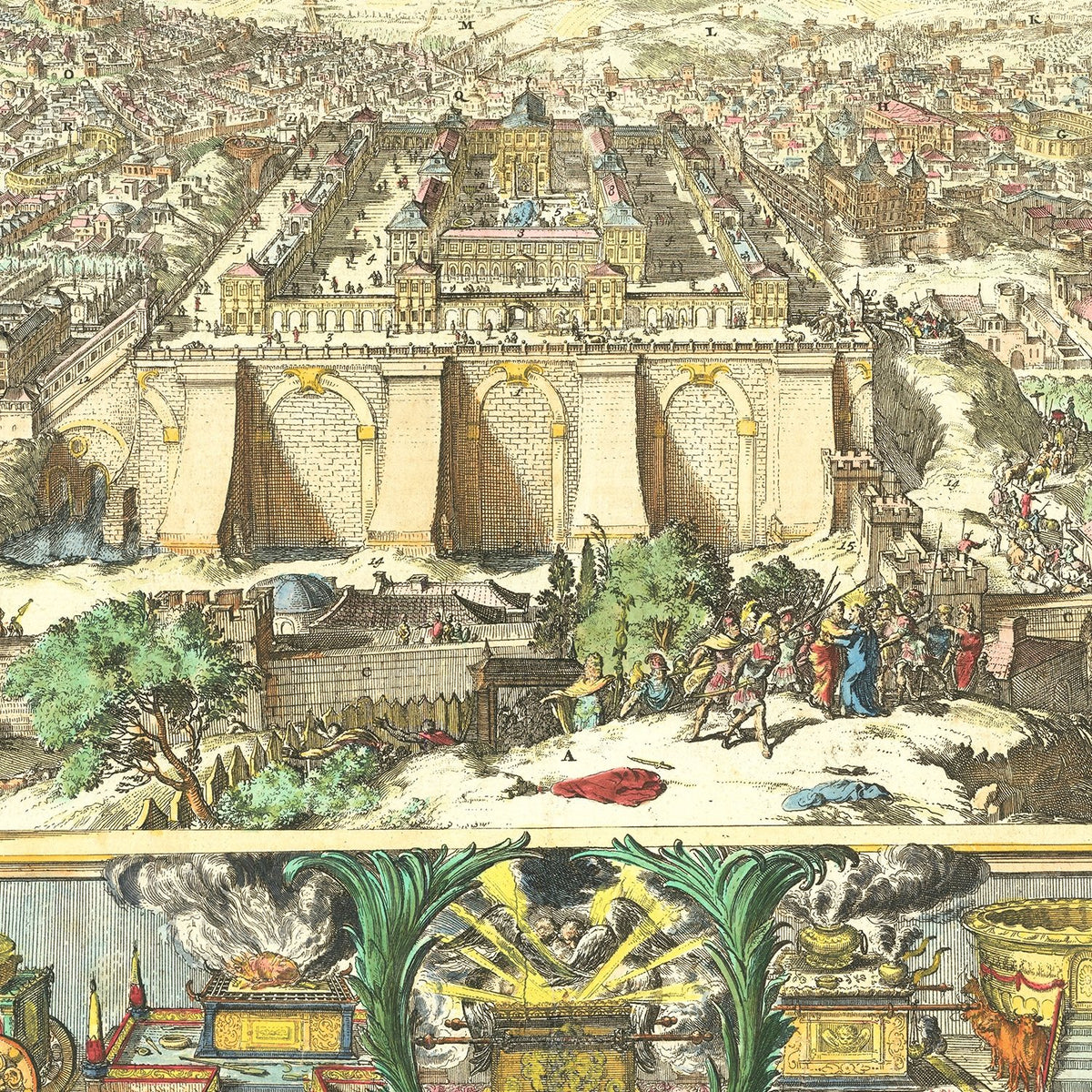 Restored historic details from the 1687 city map of Jerusalem