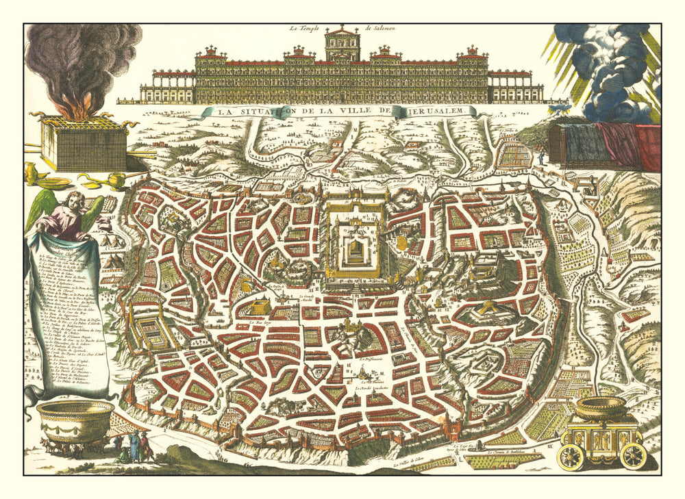 Vintage Map of Jerusalem, Israel 1700 print style example