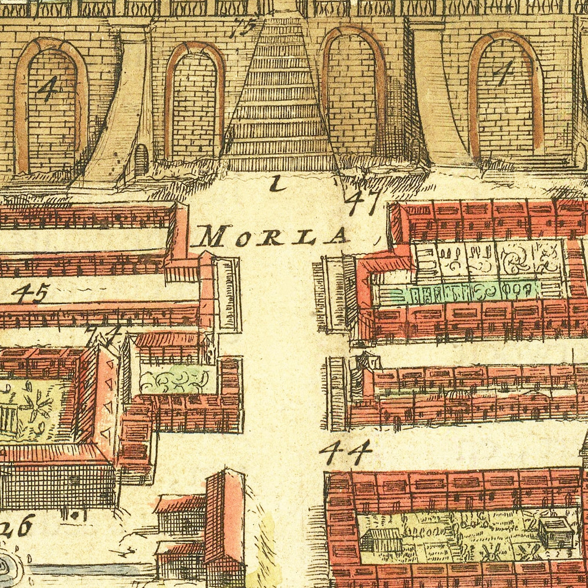 Restored historic details from the 1702 city map of Jerusalem