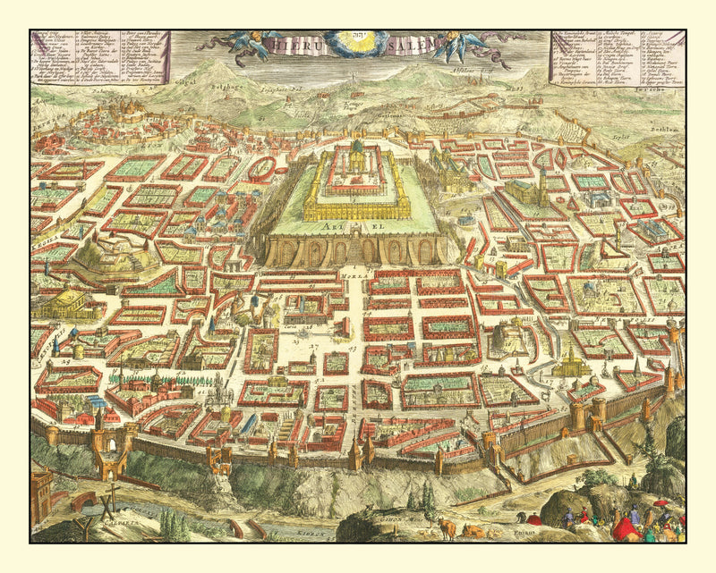 Size comparison using Vintage Map of Jerusalem, Israel 1702