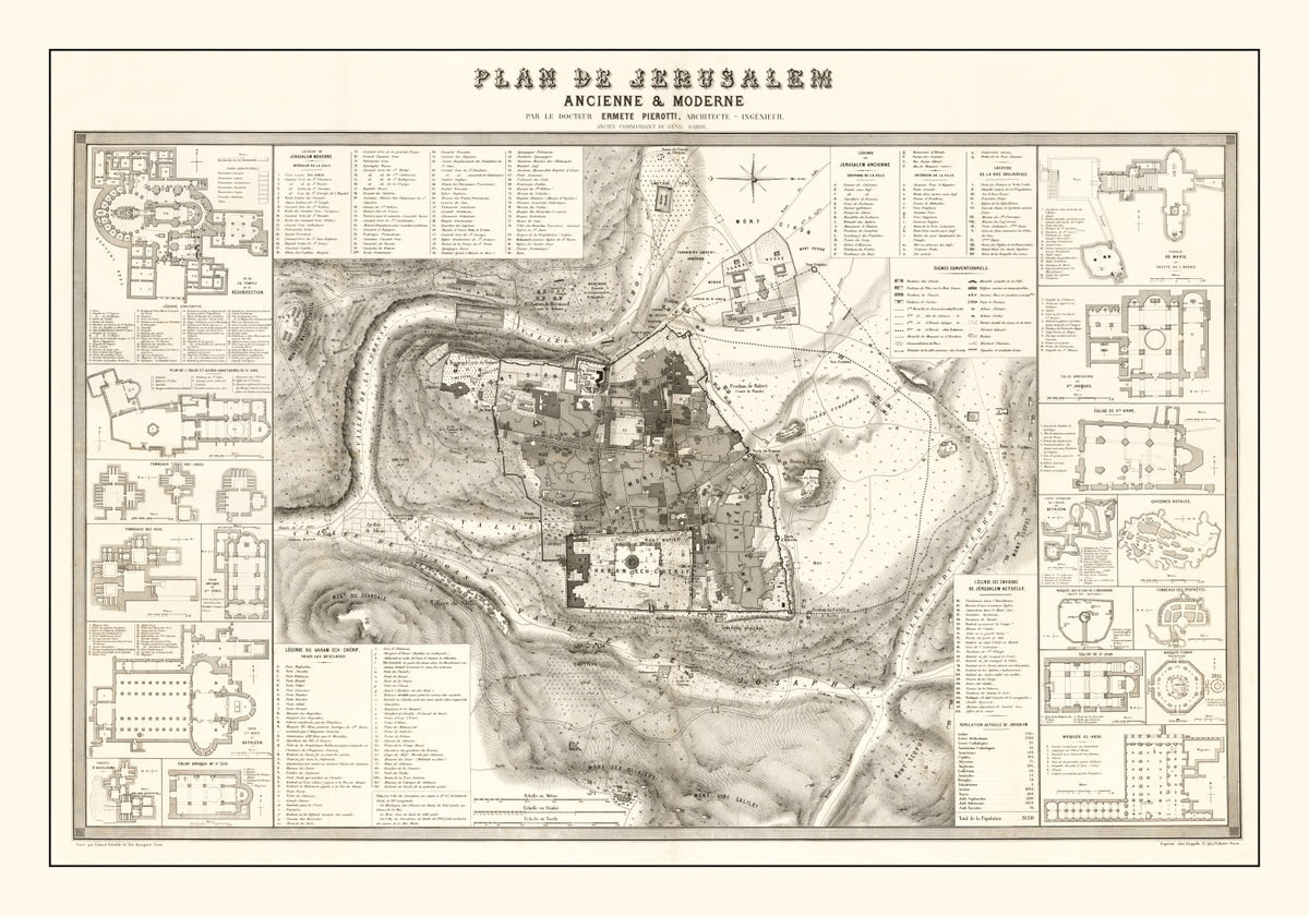 Preview of Vintage Map of Jerusalem, Israel 1860