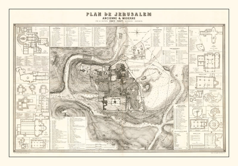 Size comparison using Vintage Map of Jerusalem, Israel 1860