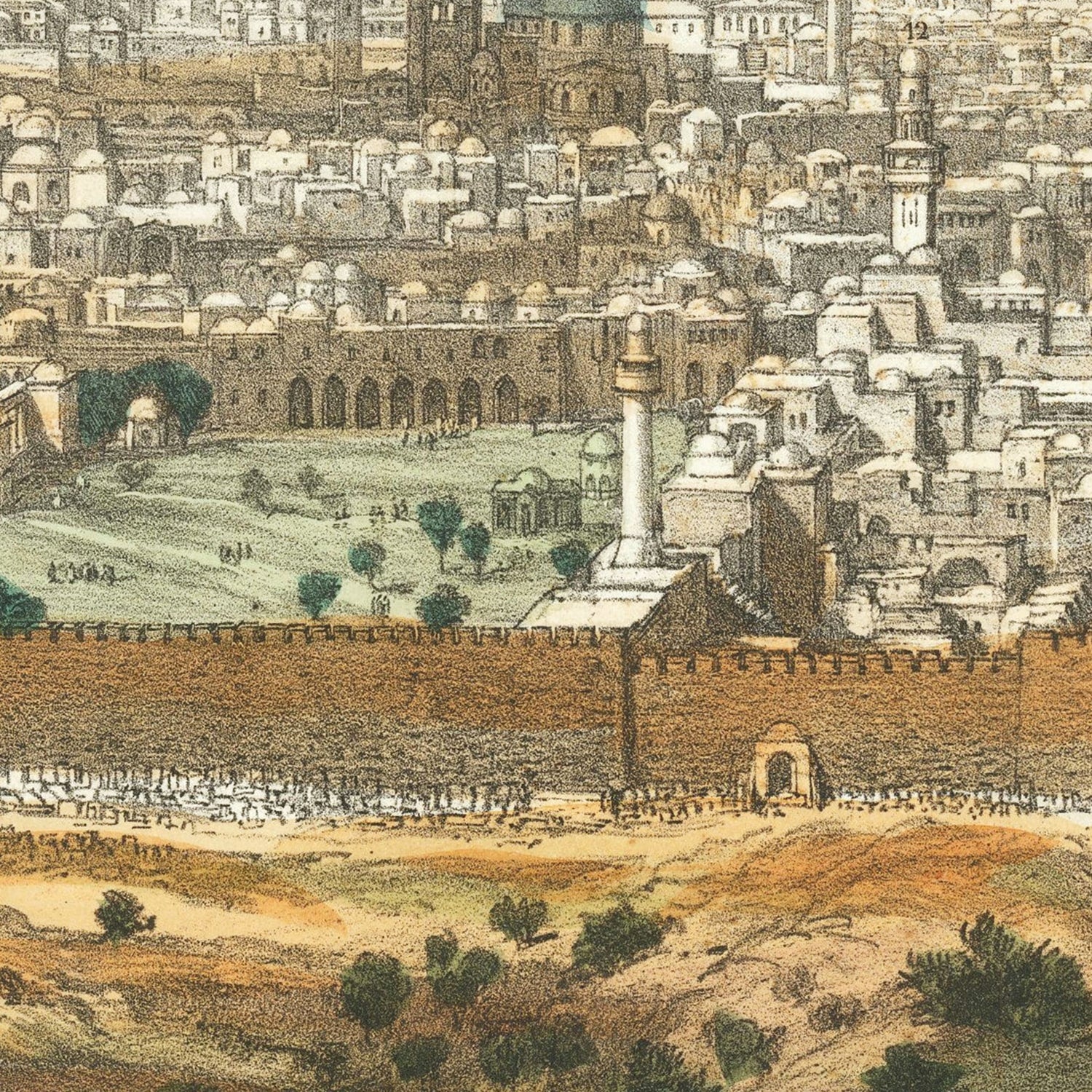 Restored historic details from the 1875 city map of Jerusalem