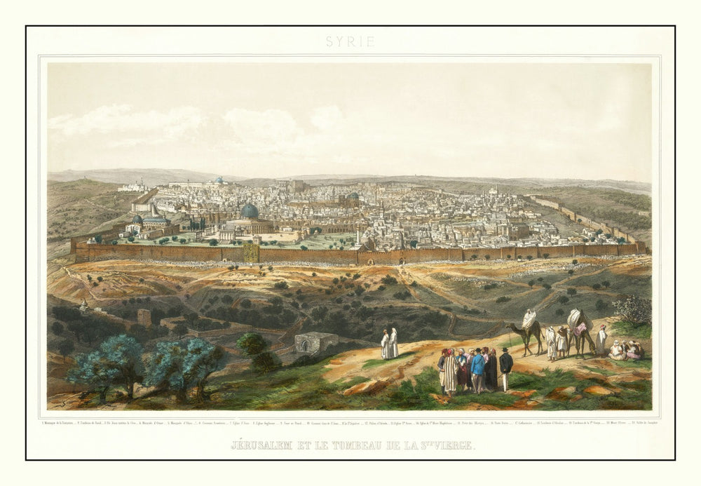 Vintage Map of Jerusalem, Israel 1875 print style example