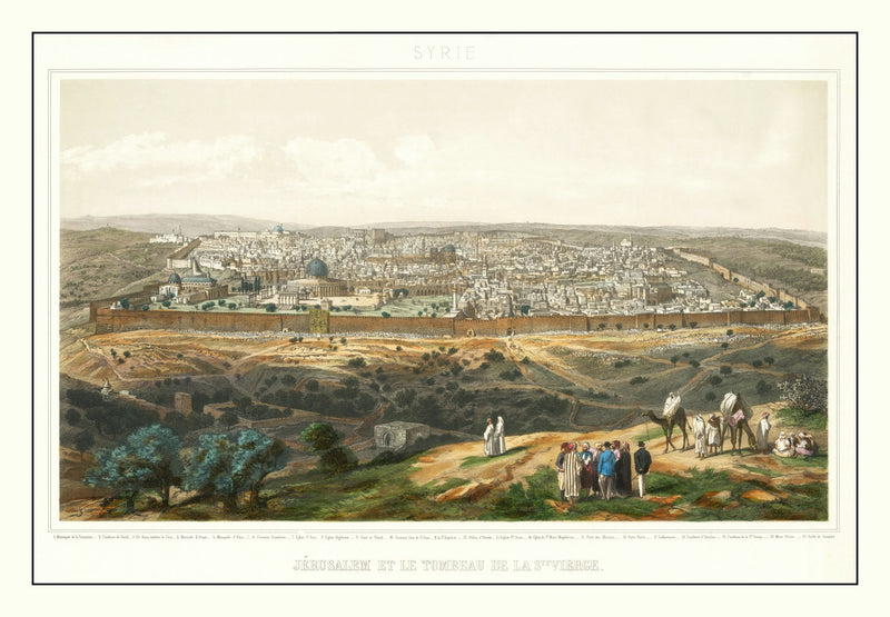 Size comparison using Vintage Map of Jerusalem, Israel 1875