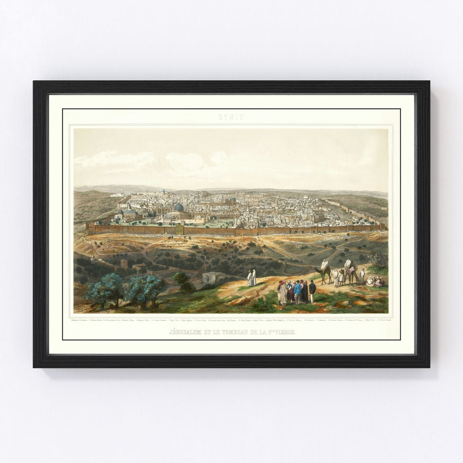 Vintage Map of Jerusalem, Israel 1875