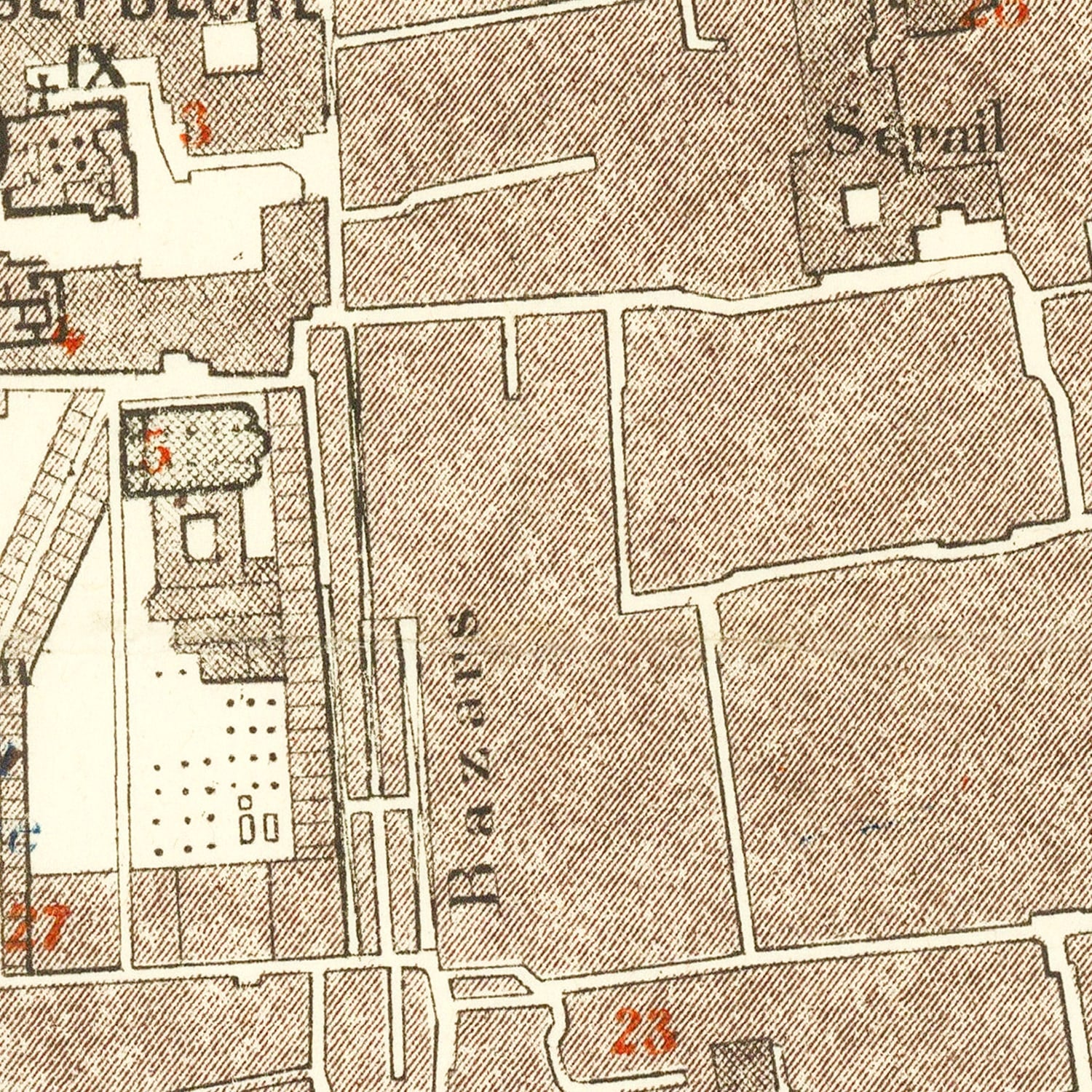Restored historic details from the 1900 city map of Jerusalem
