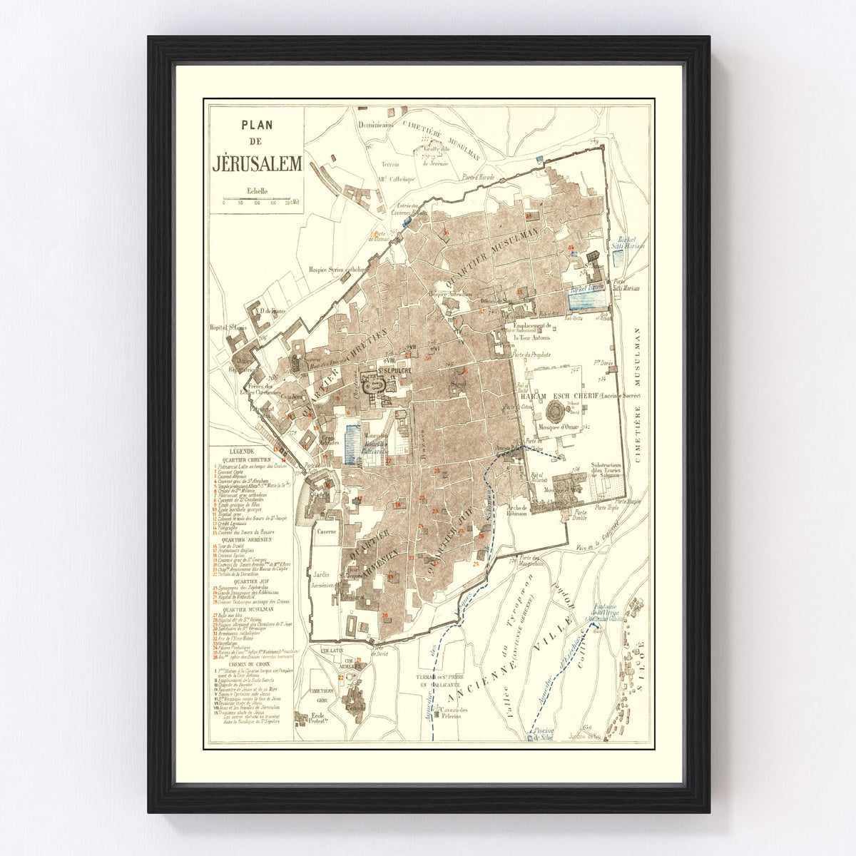 Jerusalem Vintage Map 1900