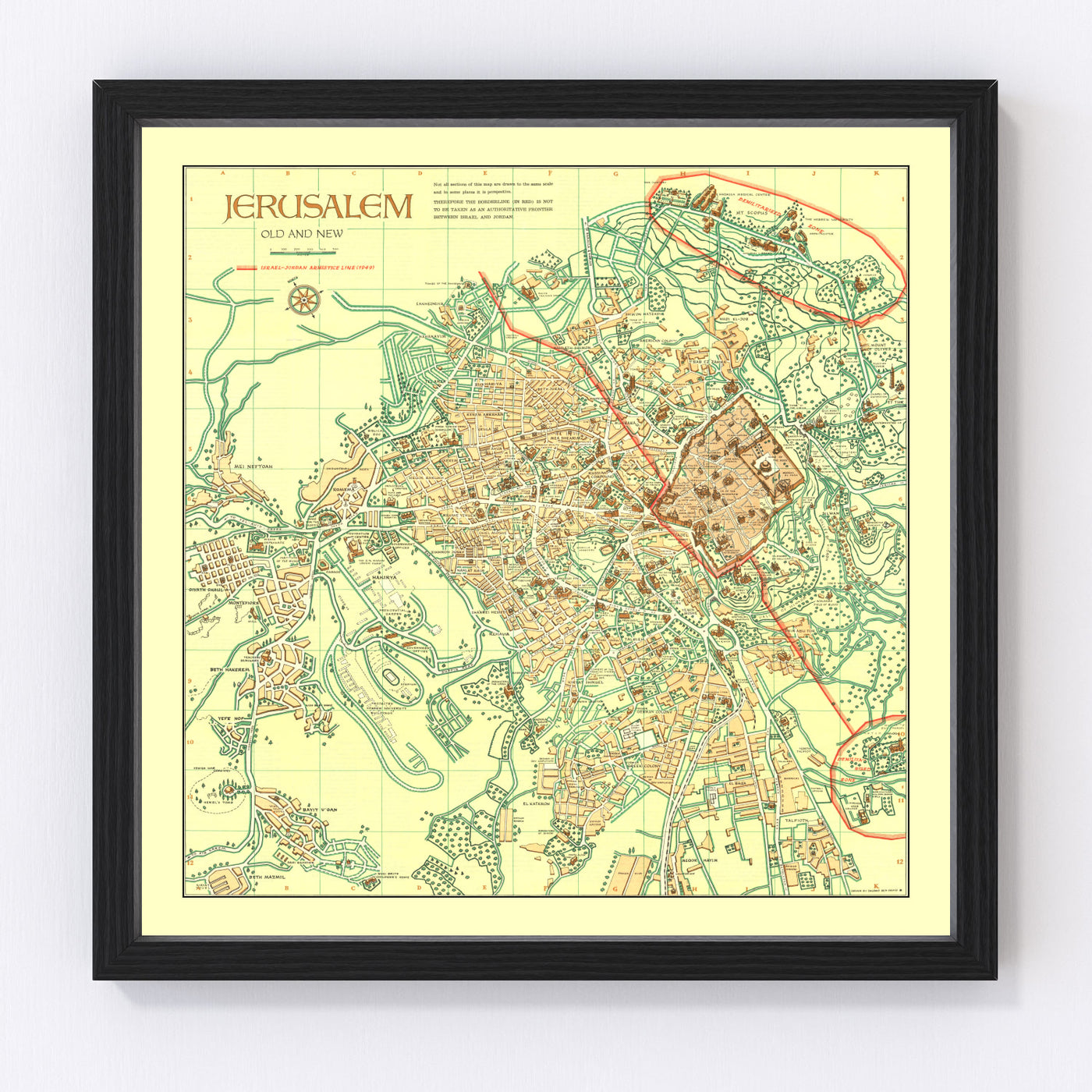 Jerusalem Vintage Map 1955