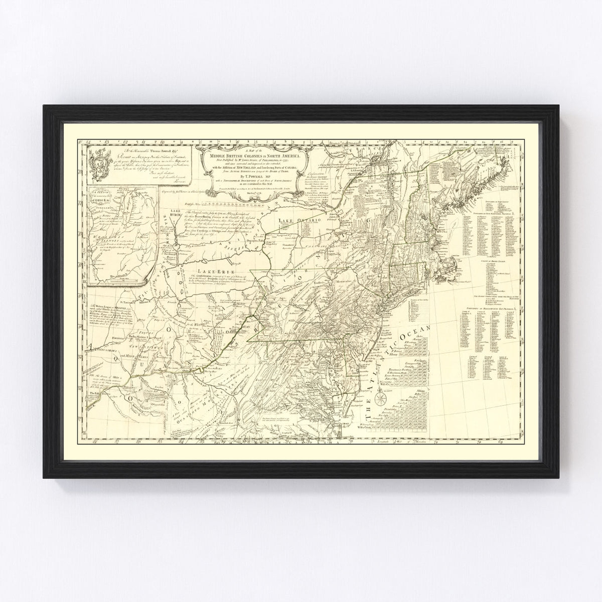 North America Vintage Map 1755