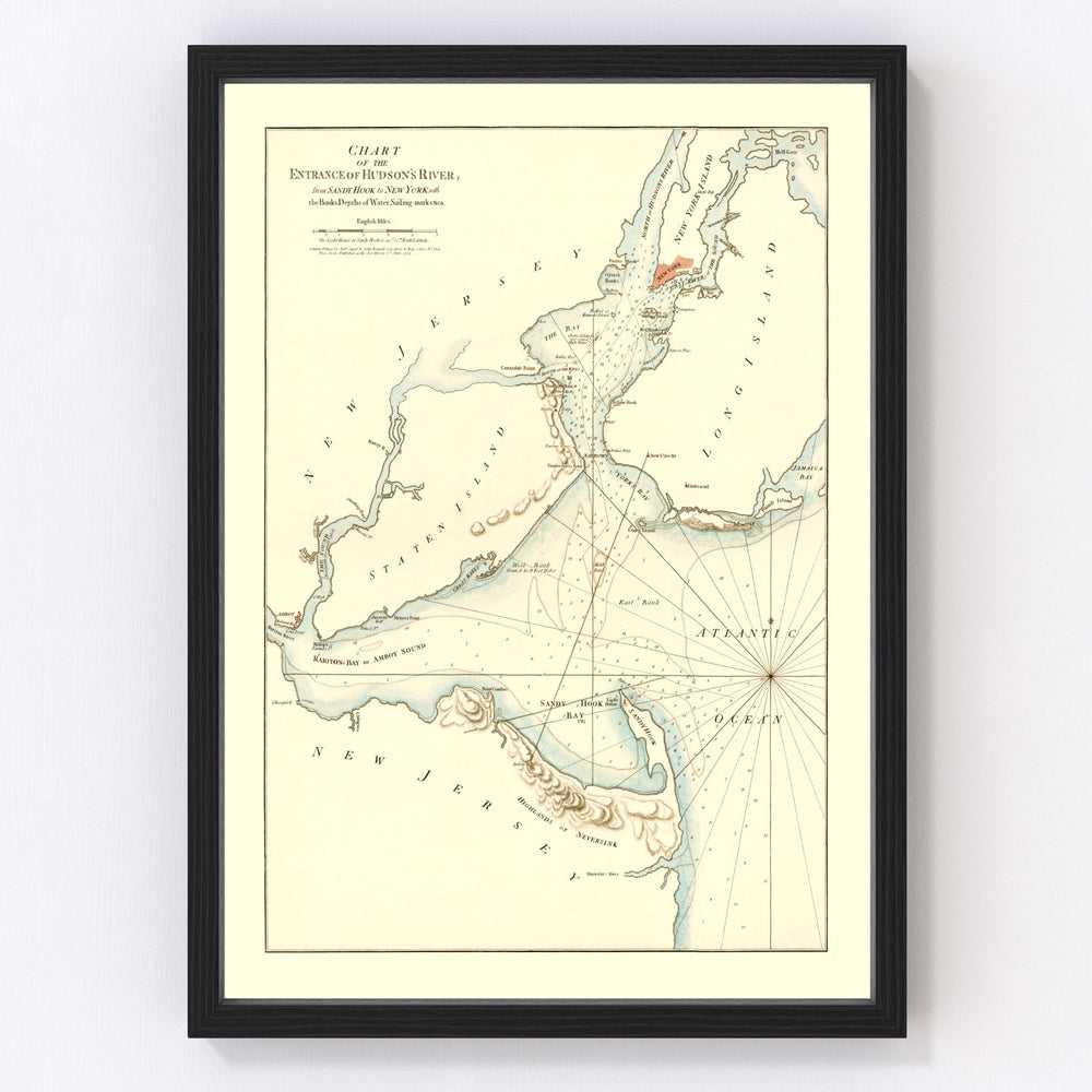 Hudson River Vintage Map 1776