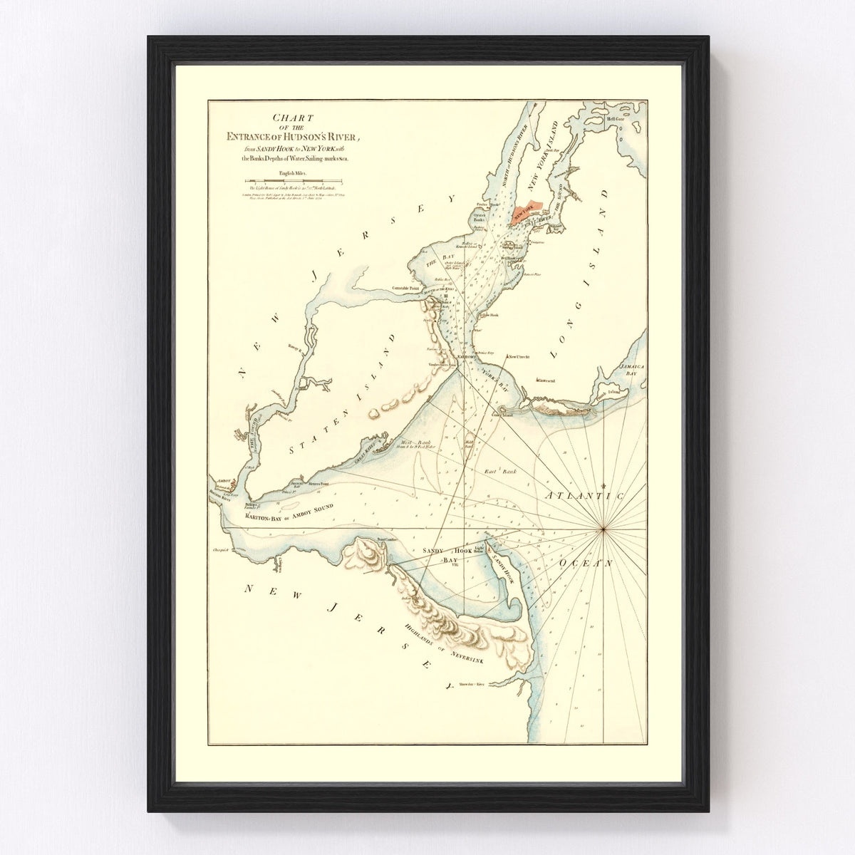 Hudson River Vintage Map 1776