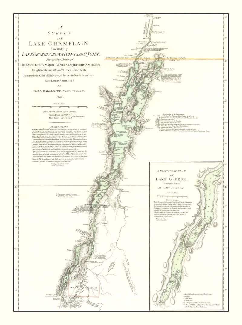 Size comparison using Vintage Lake Champlain Map 1776