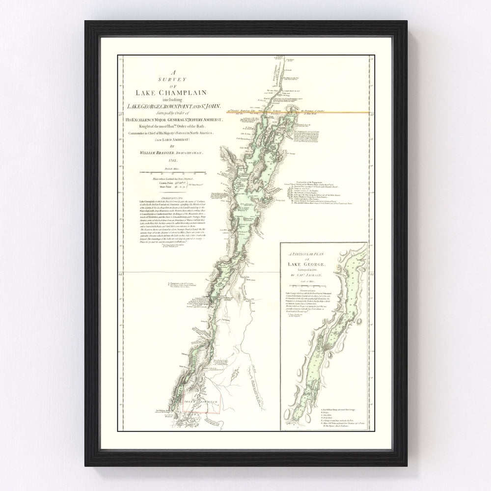Lake Champlain Vintage Map 1776