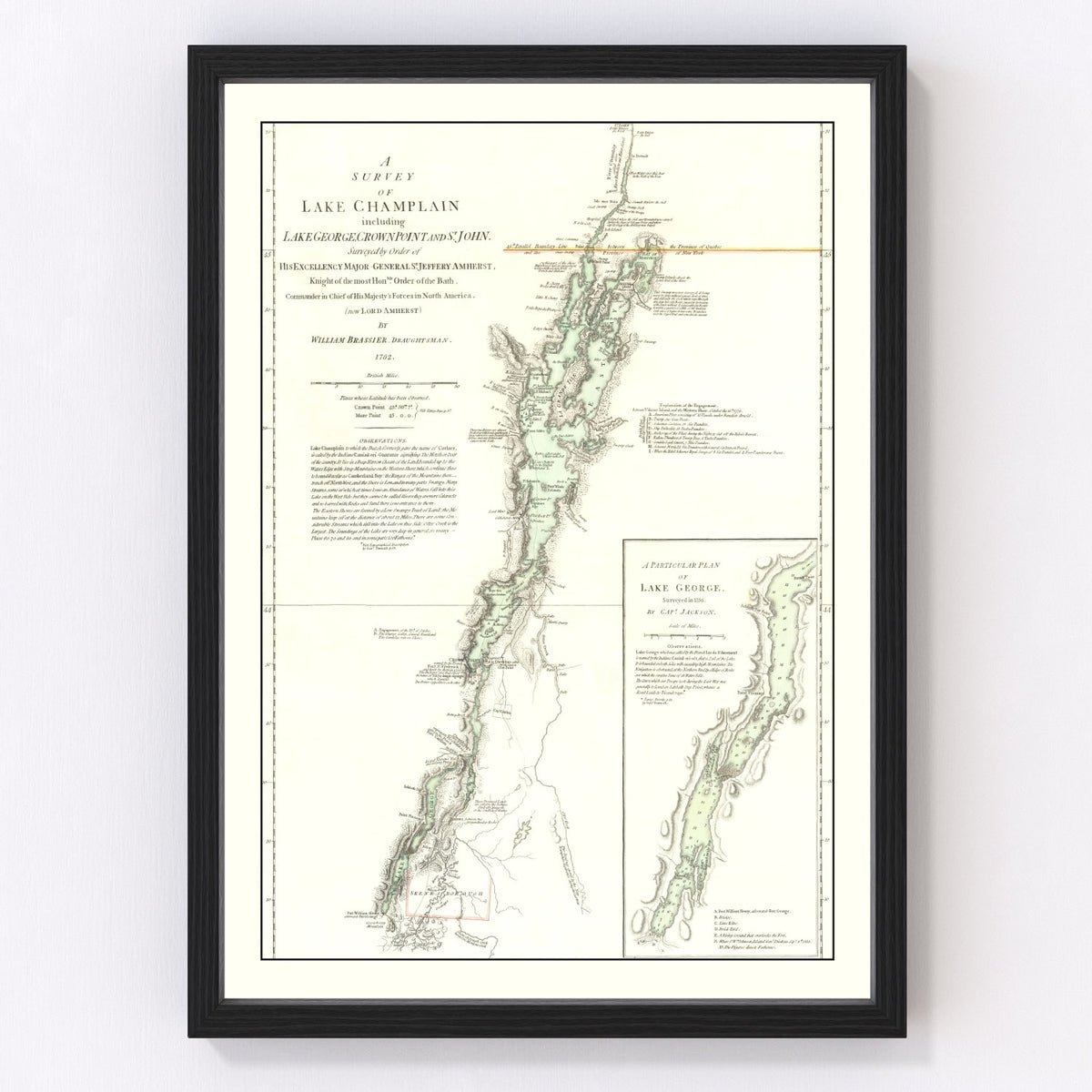 Lake Champlain Vintage Map 1776