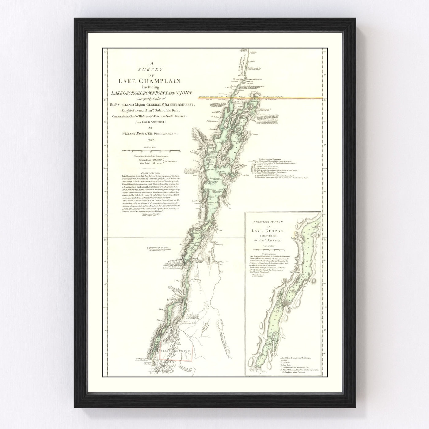 Lake Champlain Vintage Map 1776