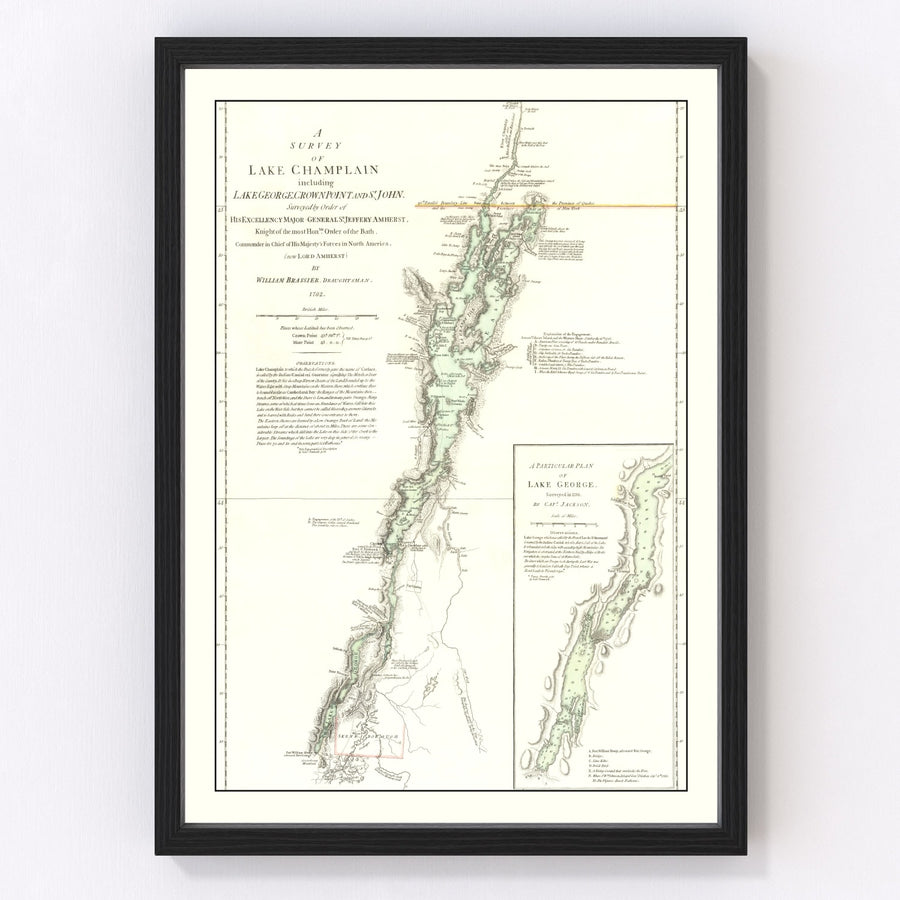 Vintage Lake Champlain Map 1776