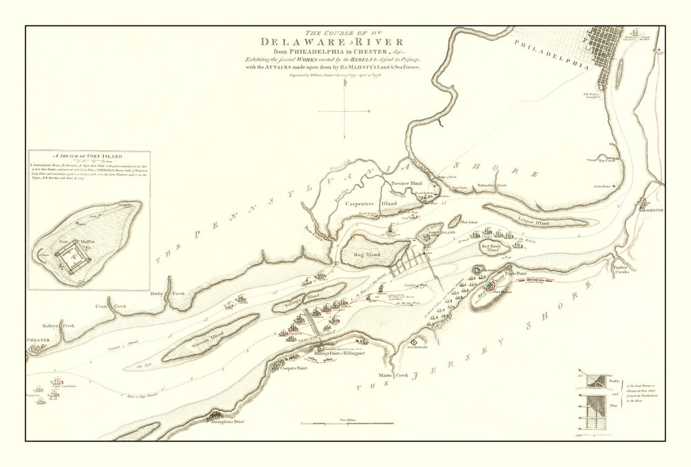 Vintage Revolutionary War Battle Map 1778 print style example
