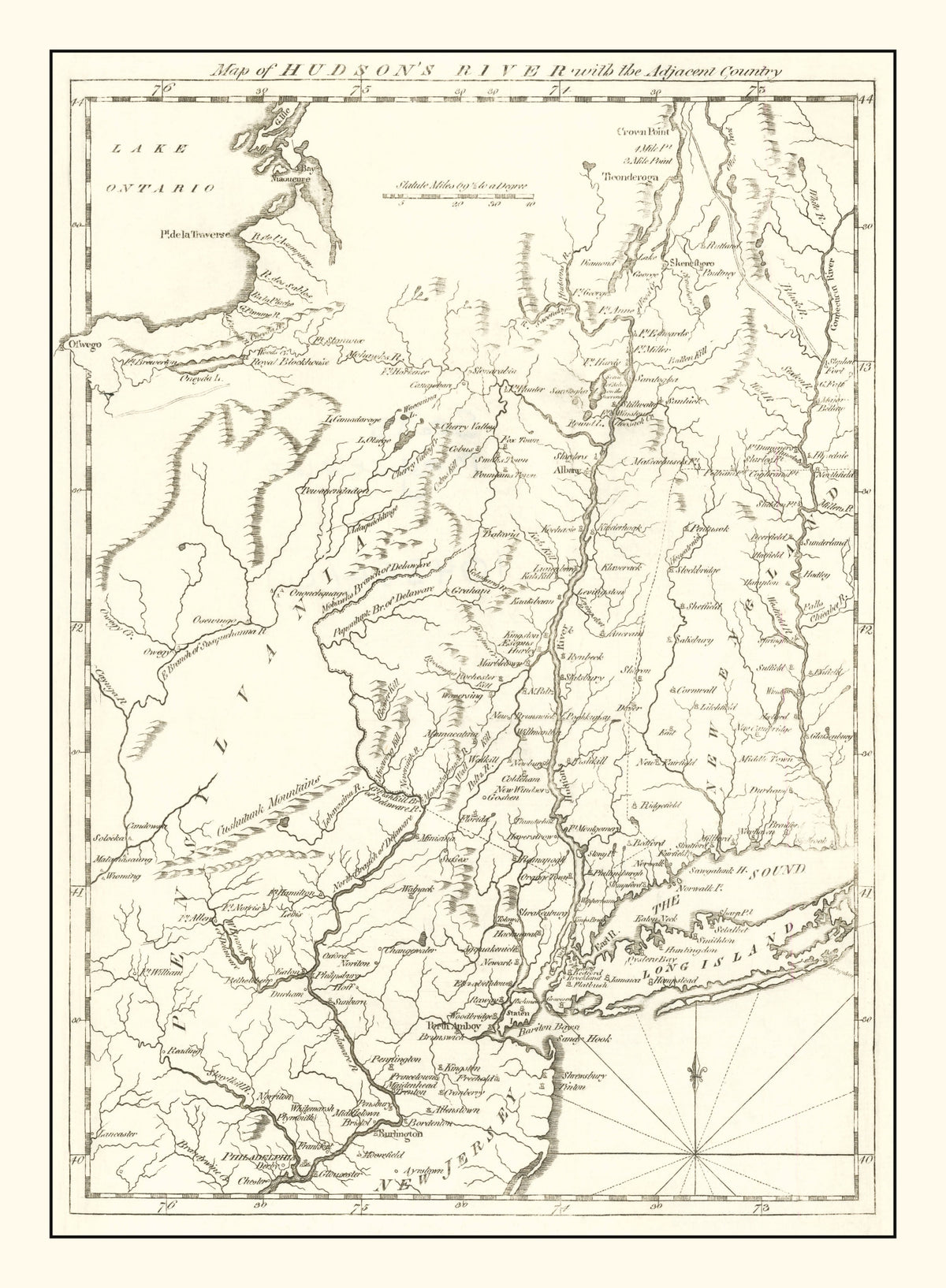 Preview of Vintage Hudson River Map 1778