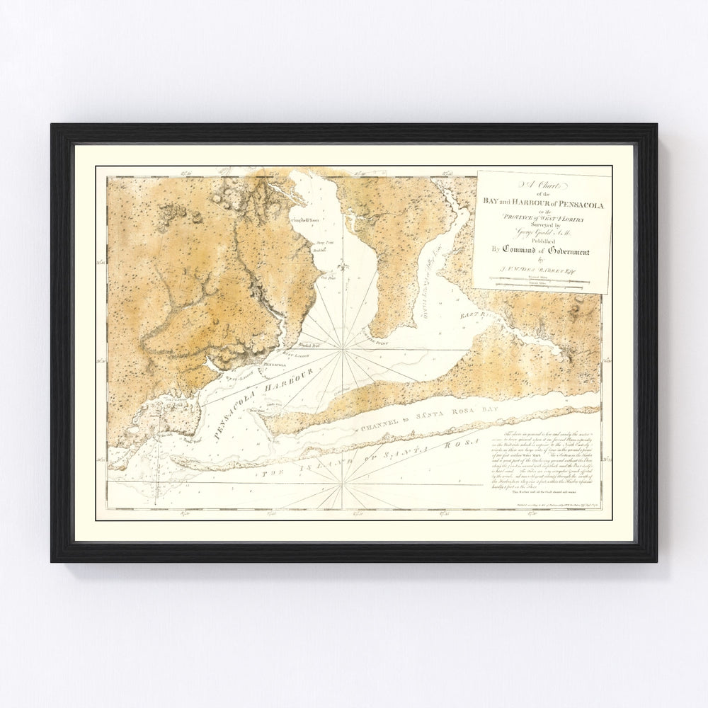 Pensacola Harbor Vintage Map 1780