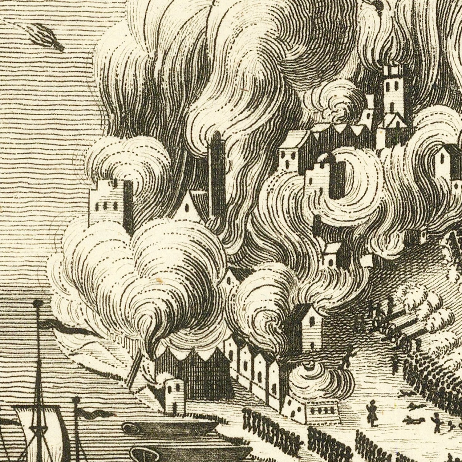 Restored historic details from the 1781 region map of Charlestown, Massachusetts