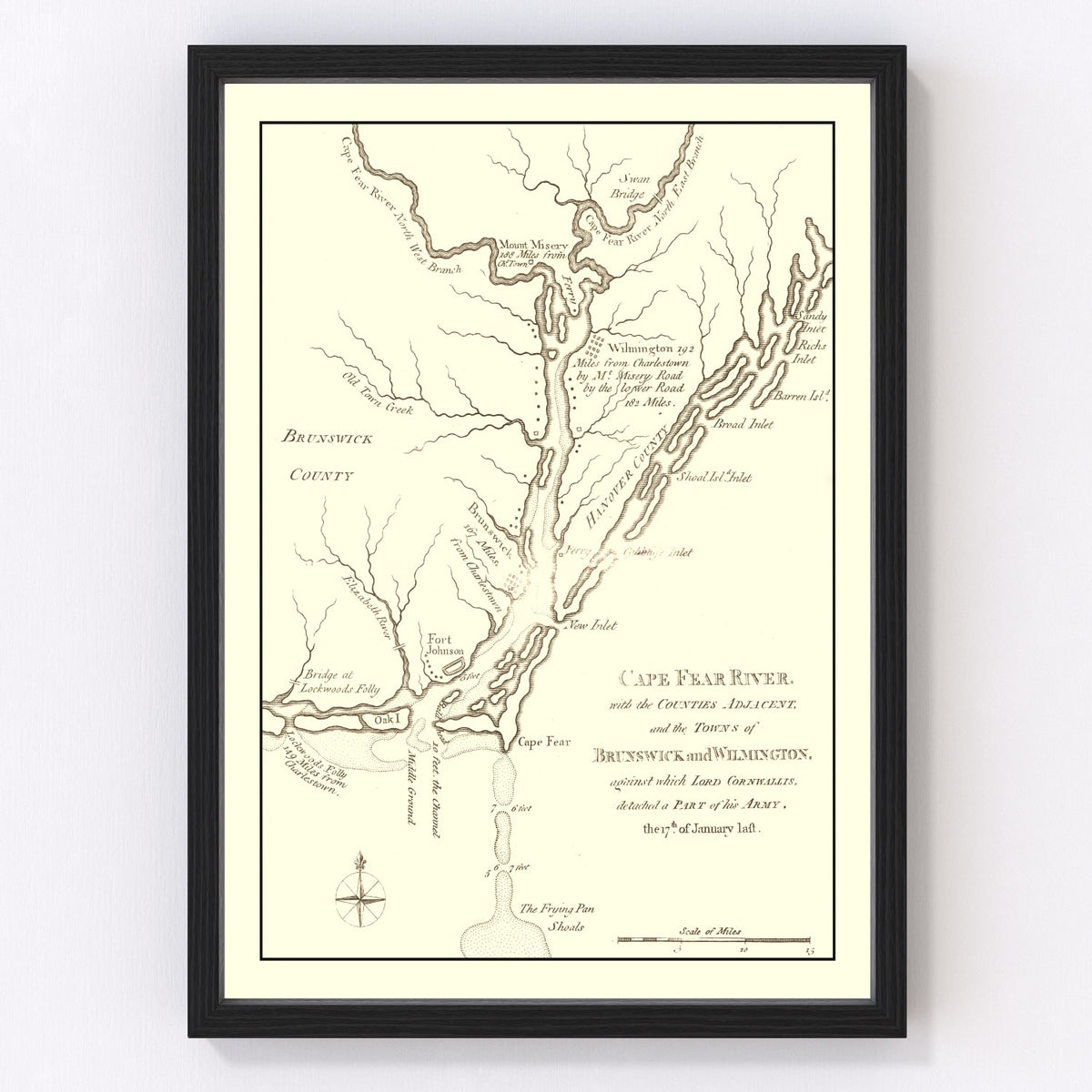 Cape Fear River Vintage Map 1781