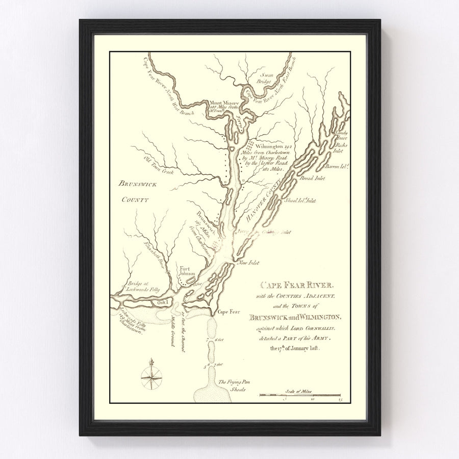 Cape Fear River Vintage Map 1781