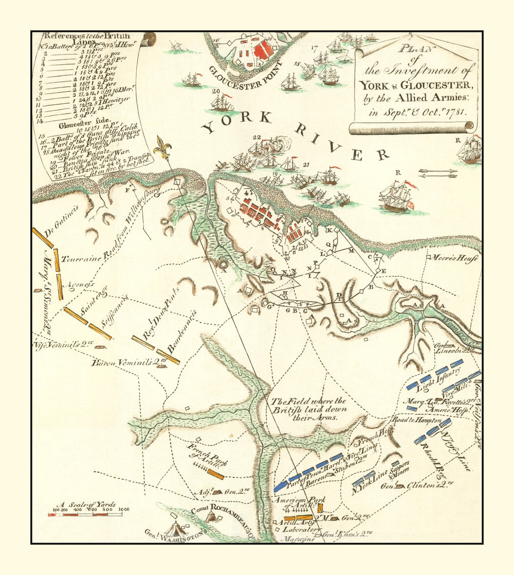 Vintage Map of York & Gloucester 1785 print style example