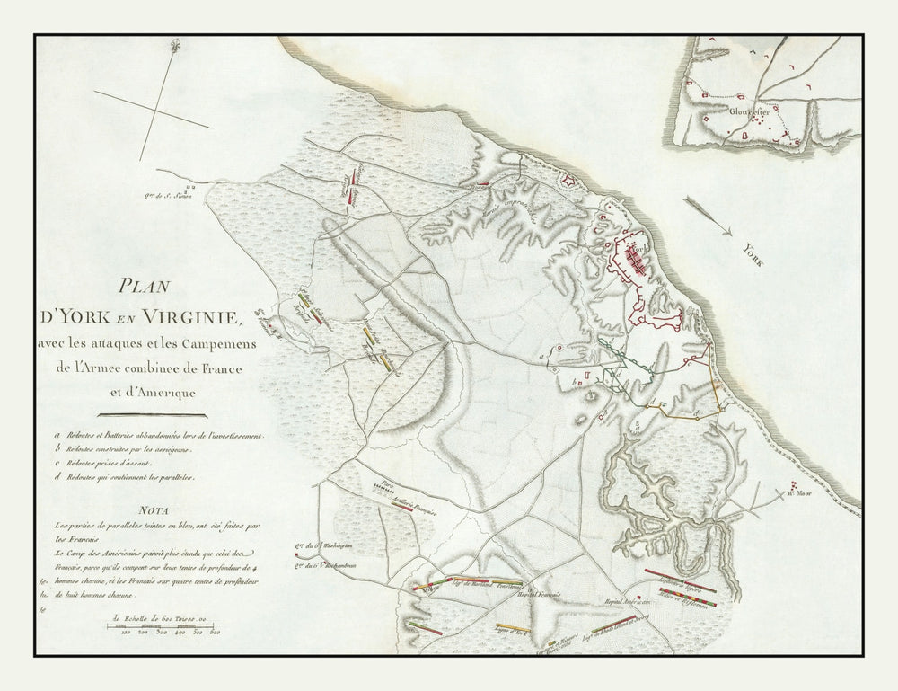 Vintage Battle of Yorktown Map 1787 print style example