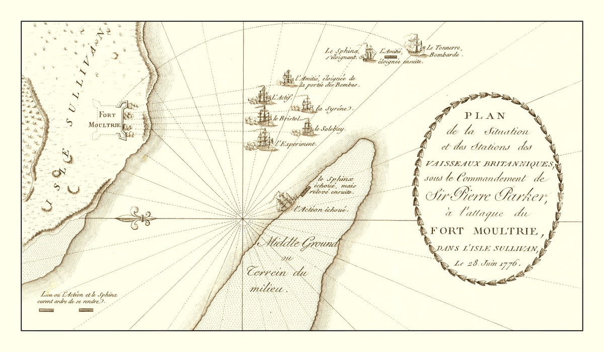 Preview of Vintage Battle of Sullivan's Island Map 1787