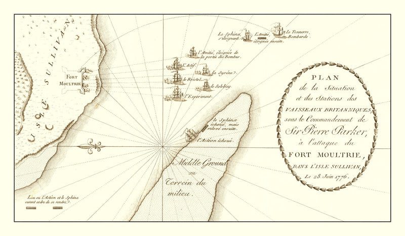 Size comparison using Vintage Battle of Sullivan's Island Map 1787