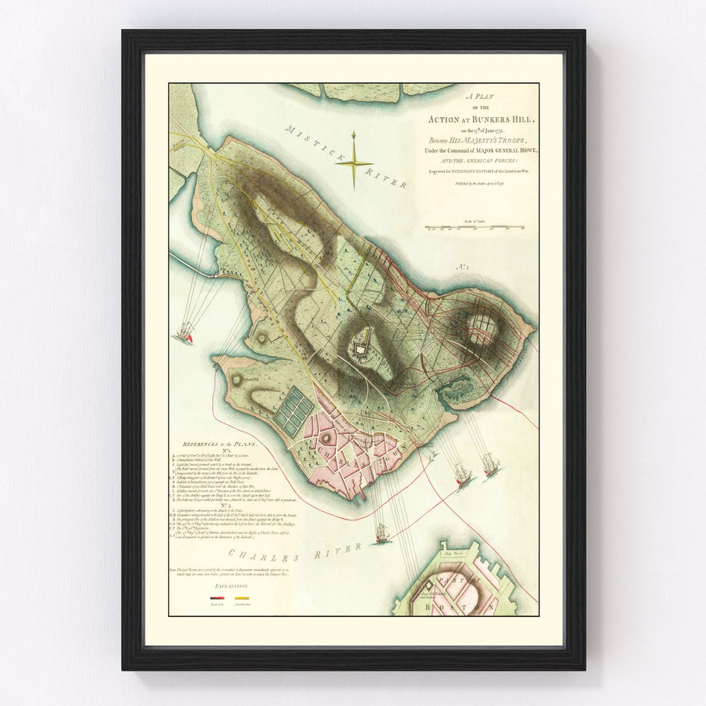 Bunker Hill Vintage Map 1793