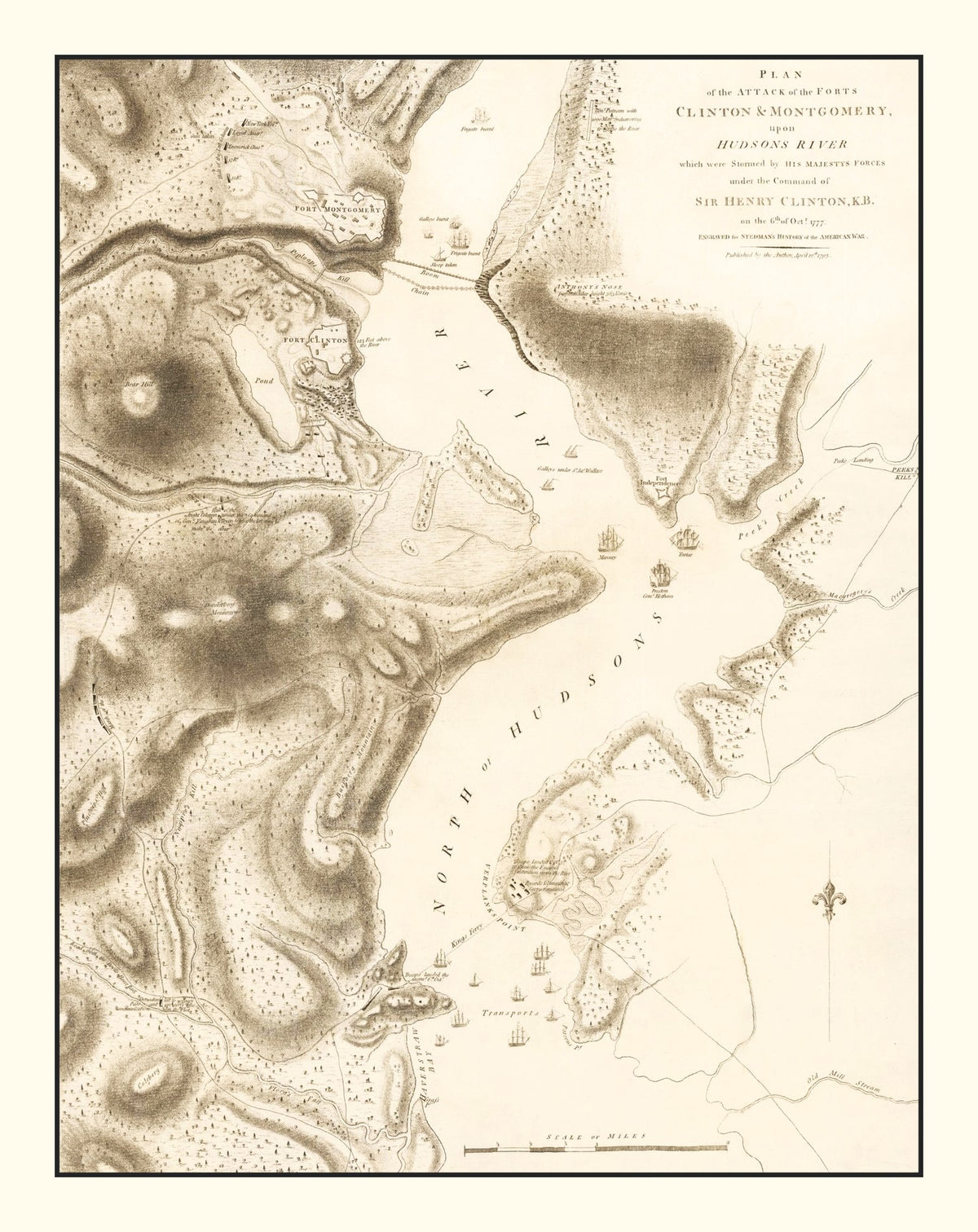 Preview of Vintage Attack of Fort Clinton & Fort Montgomery Map 1794