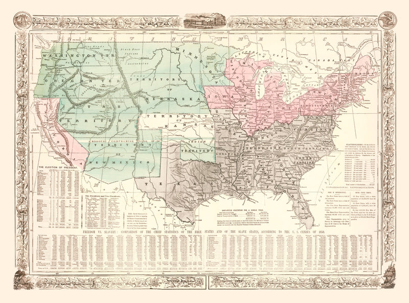 Size comparison using Vintage United States Map of the Slave States & Slavery 1856