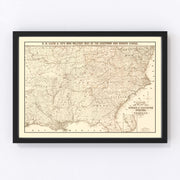 Southern US Vintage Map 1861