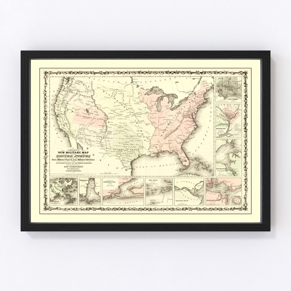 Southern Harbors Vintage Map 1861