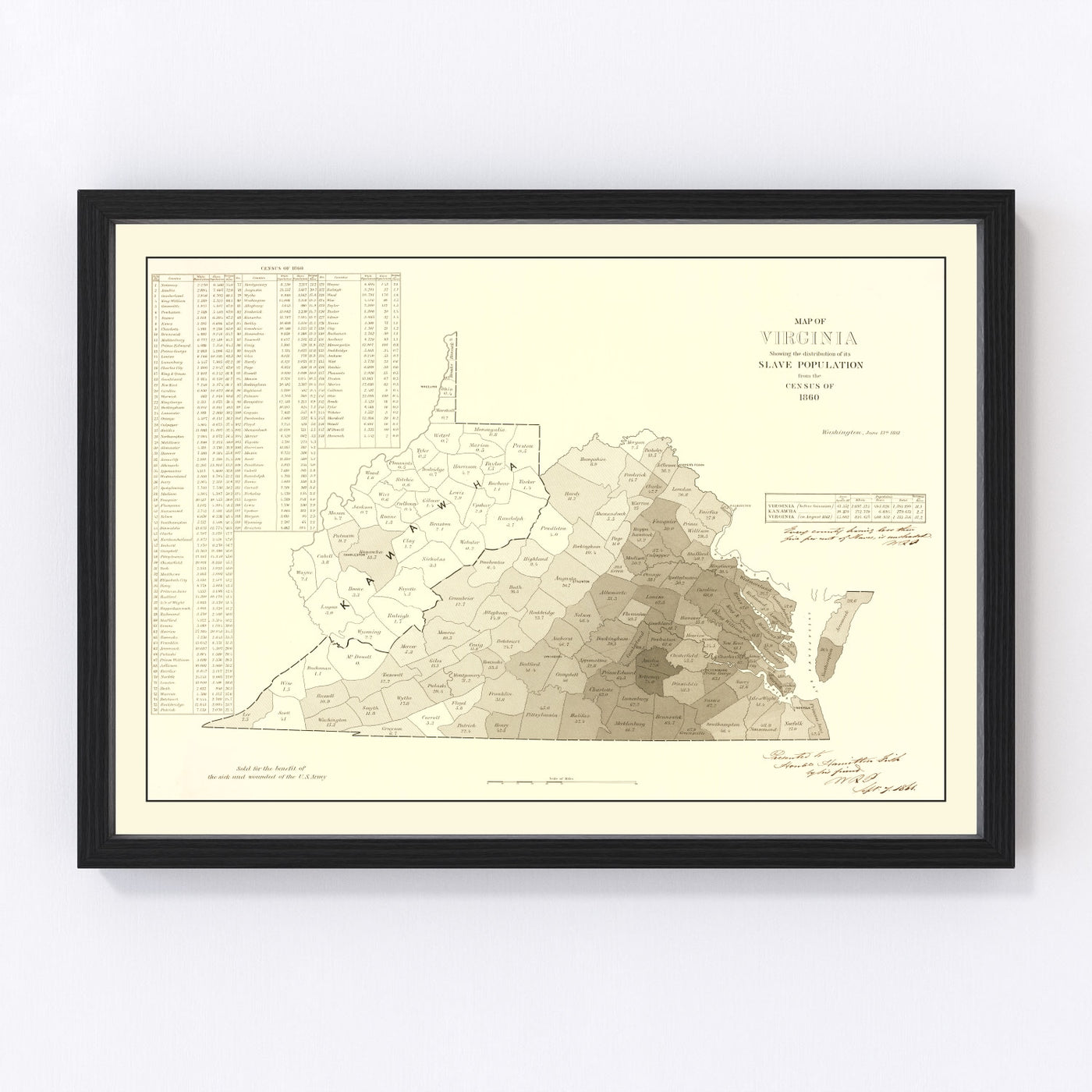 Virginia Vintage Map 1861