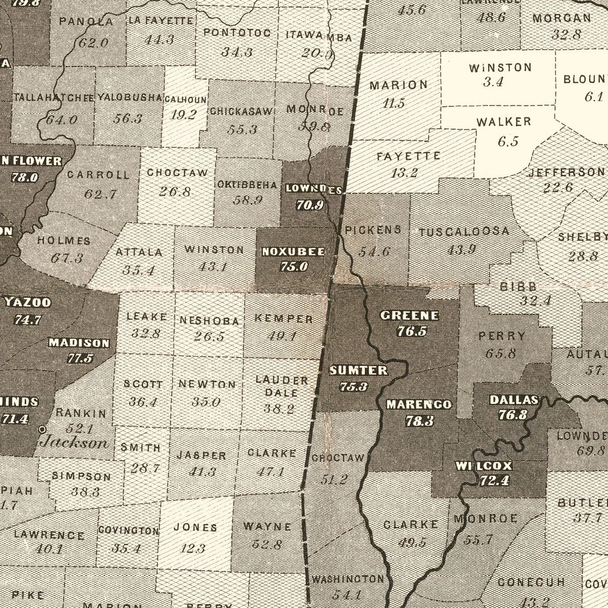 Restored historic details from the 1861 region map of County