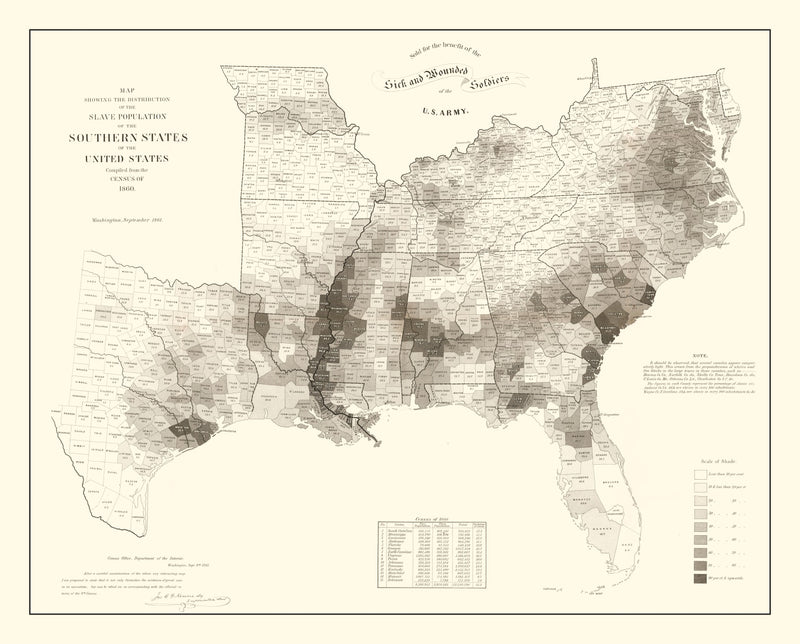 Size comparison using Vintage Map of Slaves in the Southern States 1861