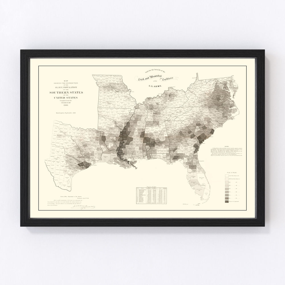 Southern States Vintage Map 1861