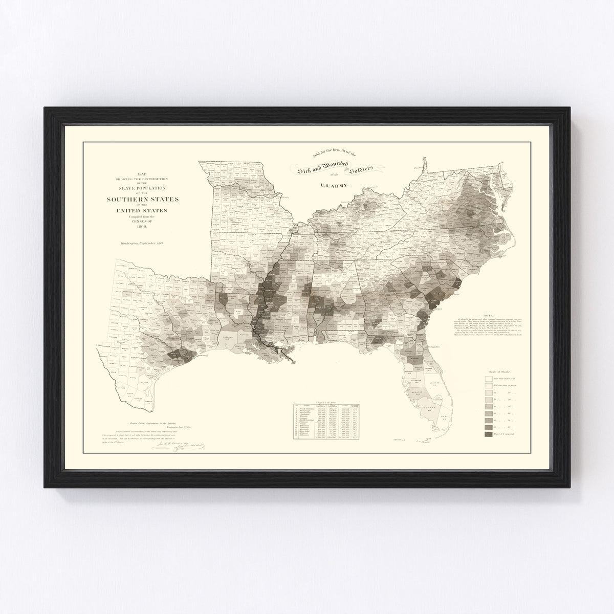 Southern States Vintage Map 1861