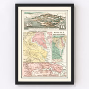Fortress Monroe Vintage Map 1861