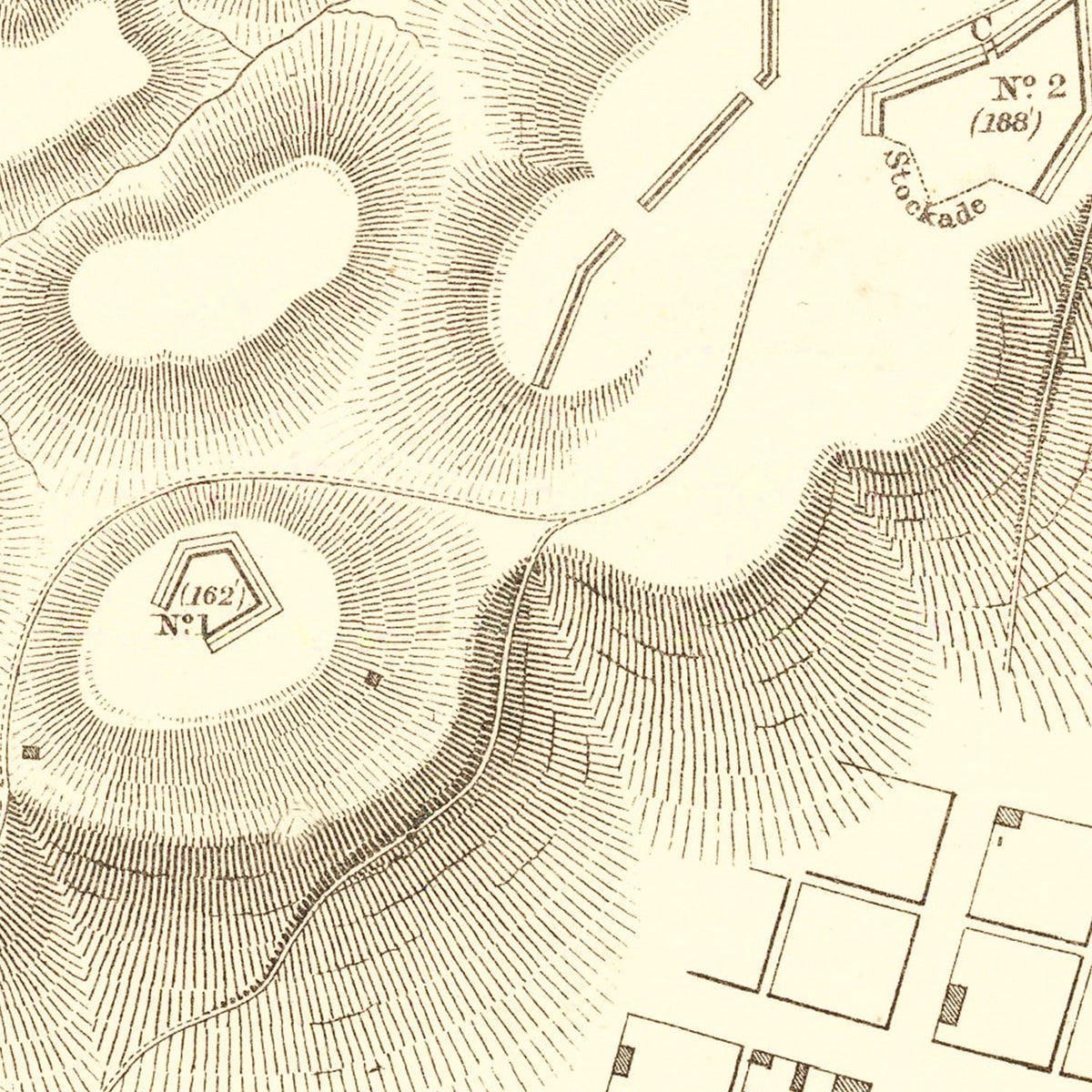 Restored historic details from the 1862 region map of Columbus, Kentucky