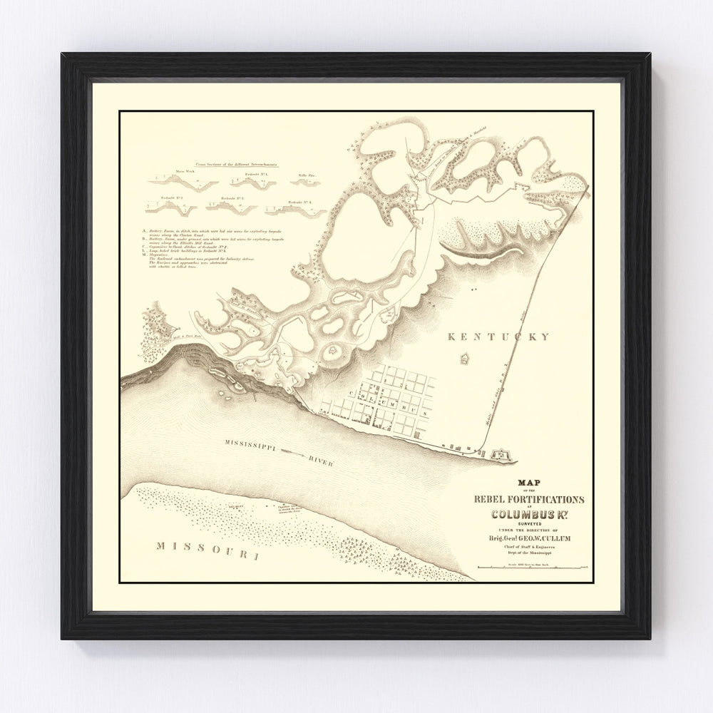 Columbus Kentucky Vintage Map 1862
