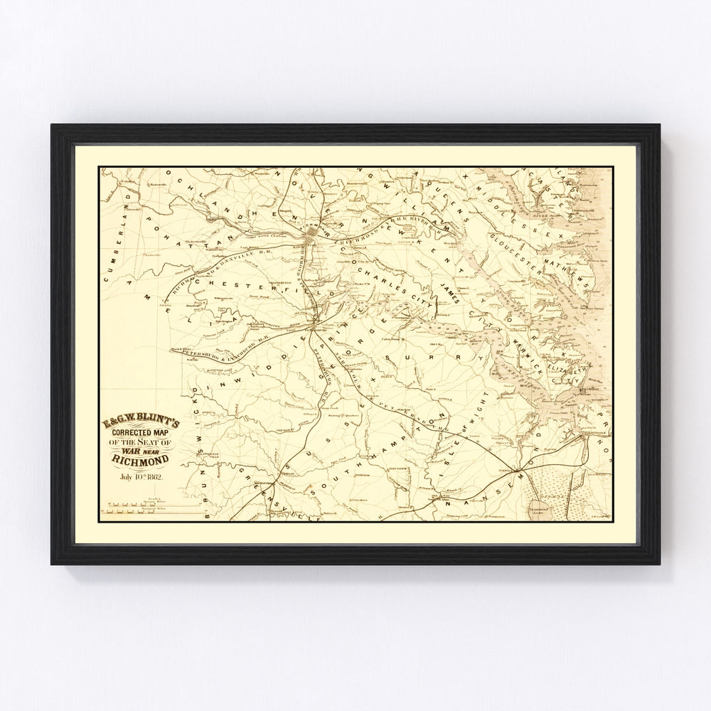Richmond Vintage Map 1862